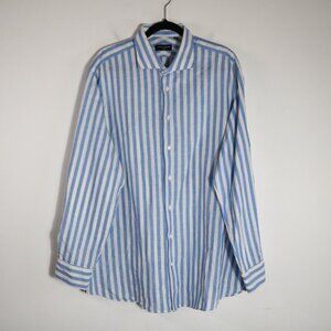 Classic Blue and White Striped Men's Dress Shirt
